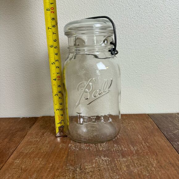 BALL Mason Jar 1933-1962 QUART Jar Bale Locking Glass Lid Embossed - Picture 2 of 9